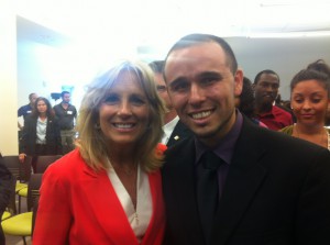 Second Lady Jill Biden with Angel Sanchez at Valencia College
