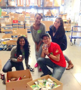 Cindy and members of the Pre-Med Club volunteering at Second Harvest Food Bank.