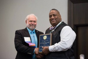 Valencia's Charles Davis (right) accepts award for Engineering Faculty Member of the Year.
