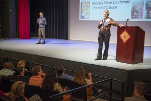 Temple Grandin speaks to a sold-out crowd at Valencia's Performing Arts Center.